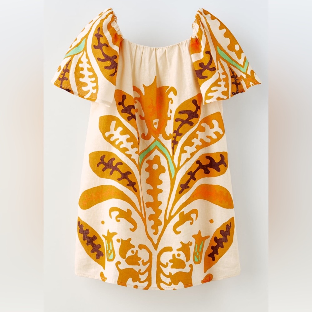 Zara Printed linen dress size 13/14
